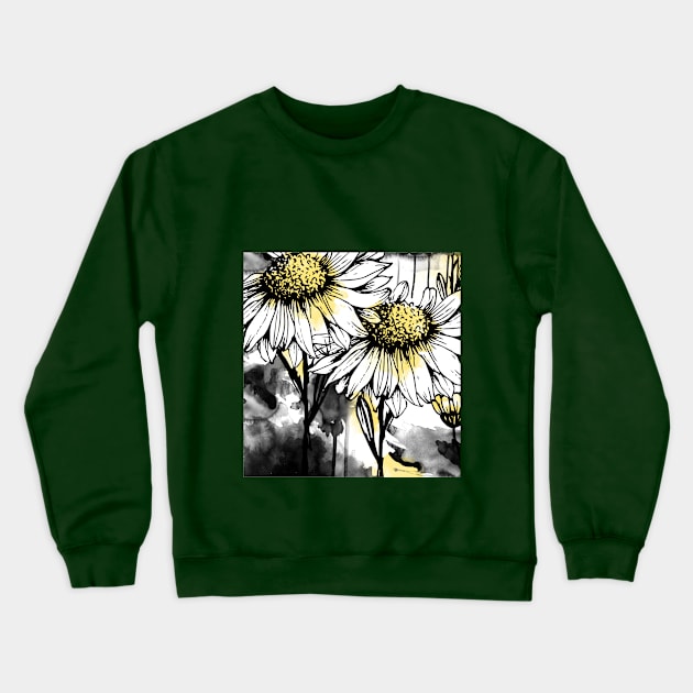 Flowers ink and watercolour illustration Crewneck Sweatshirt by mahinaz